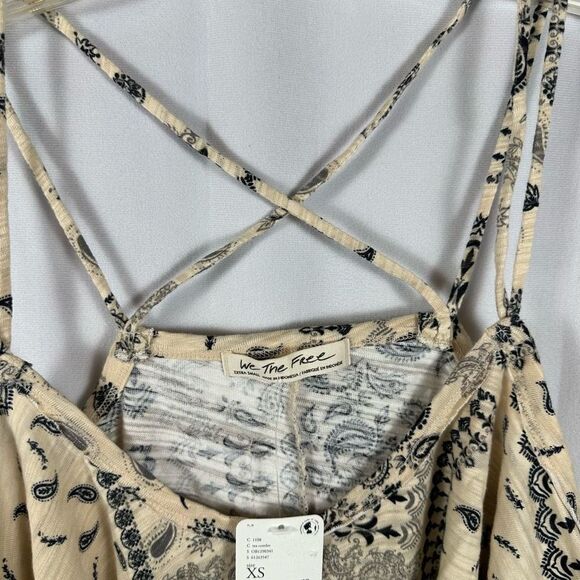 Free People FP Hey Girl Cross Back Handkerchief Flowy Tank Top Tea Combo XS NWT - Picture 5 of 8